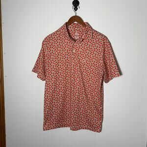 Mens Rhoback Rose Patterned Short Sleeve Performance Polo Shirt Size S EUC!